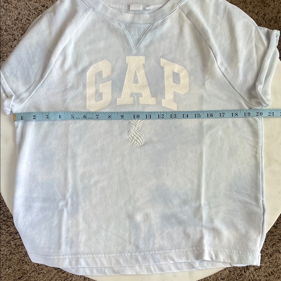 GAP Lounge Set Medium Shirt/ Small Shorts Pastel Blue & White Tie Dye Drawstring - Picture 6 of 14